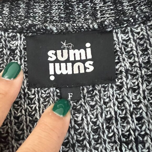 Sumisumi Womens Marled Black Chunky Knit Open Cardigan Wool Blend Size F - Picture 6 of 8